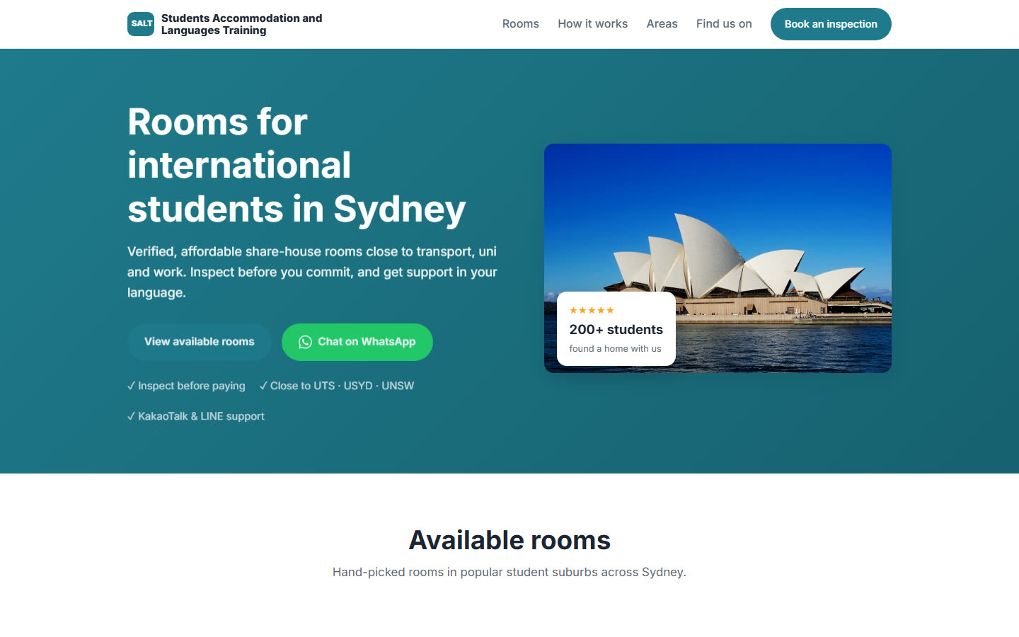Live production screenshot of the booking site